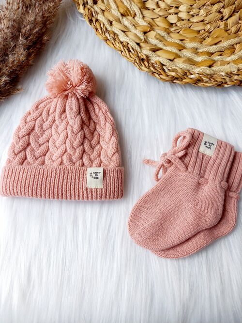 Merino baby hat pink