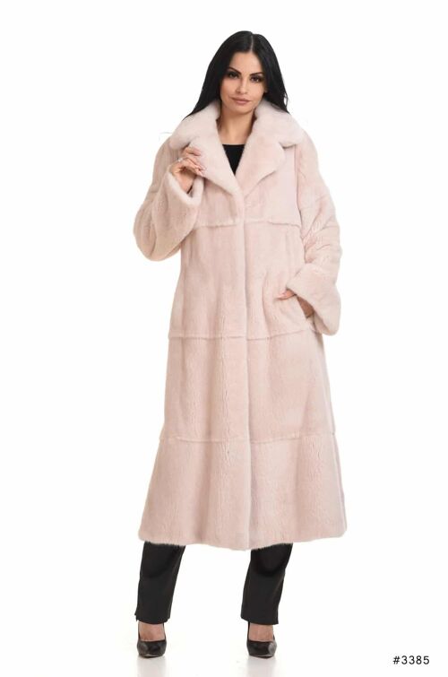 Long mink coat with english collar