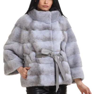 Casual mink jacket with inside leather belt