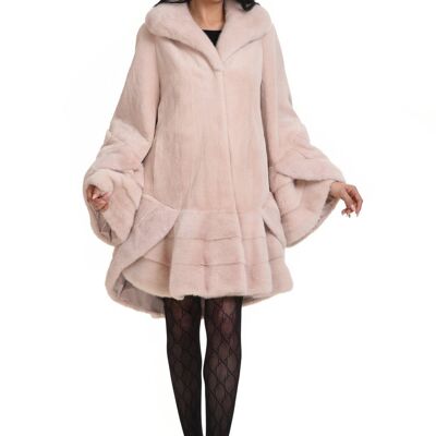 Exclusive classy sheared mink coat with long hair rouches