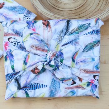 Ensemble Furoshiki de 7 serviettes cadeaux en tissu simple face 2