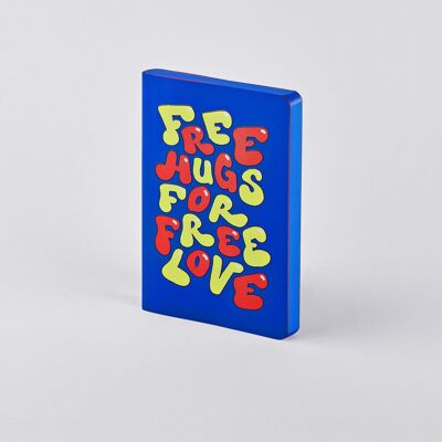 Free Hugs by Jan Paul Müller- Graphic S | nuuna notebook A6 | 2.5 mm dot grid | 176 numbered pages | 120g Premium Paper | recycled leather| sustainably produced in Germany