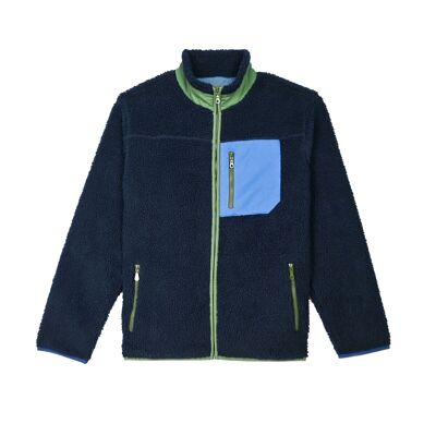 Mixed Sherpa with zip Navy blue