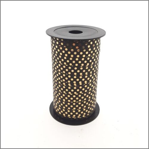 Curling ribbon - Dot ribbon – black-gold - 50 meters