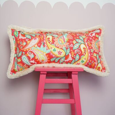 Bolster with fringe "Red harmony"