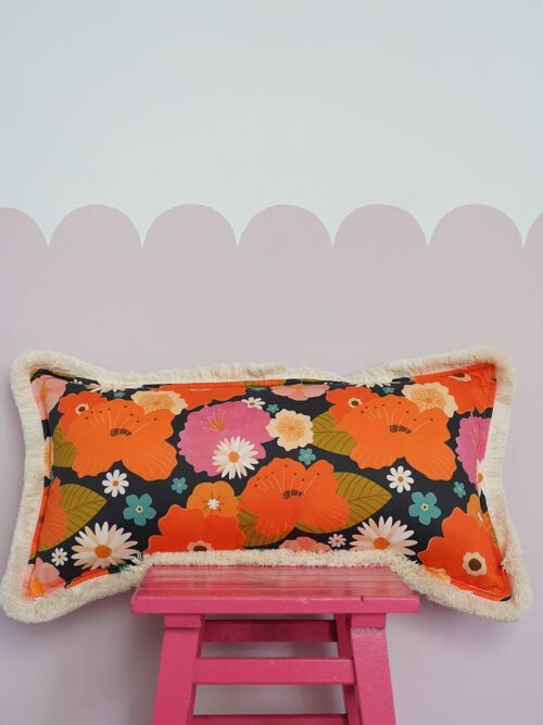 Bolster with fringe "Picnic with Flowers"