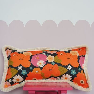 Bolster with fringe "Picnic with Flowers"