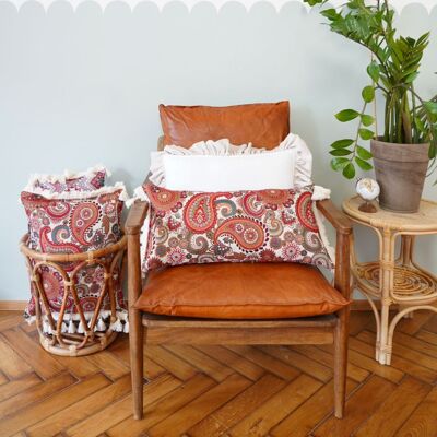 Esclusivo cuscino decorativo 'Vintage Paisley' con frange