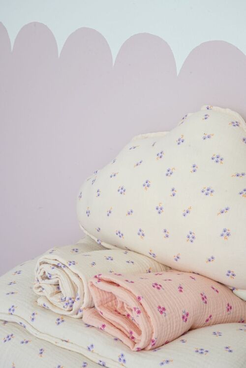 Muslin baby swaddle blanket  "Pink forget-me-not"