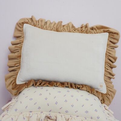 Decorative velvet pillow with frill "Cappuccino"