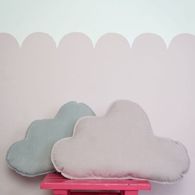 Coussin Nuage en Velours pour chambre de bébé "Rose poudré"