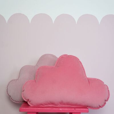 Coussin Nuage en Velours pour chambre de bébé "Rose bonbon"