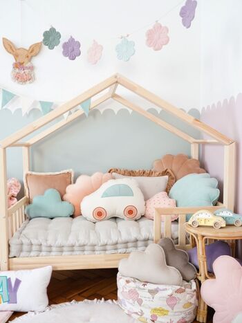 Oreiller Nuage en Velours pour chambre de bébé "Menthe" 3