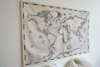Carte du monde en coton pour enfants "Les voyageurs et leurs sentiers" 3