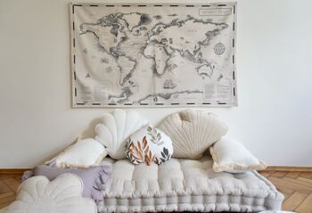 Carte du monde en coton pour enfants "Les voyageurs et leurs sentiers" 16