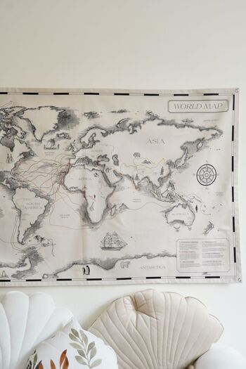 Carte du monde en coton pour enfants "Les voyageurs et leurs sentiers" 20