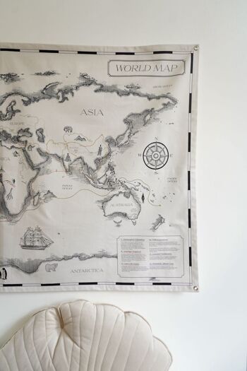 Carte du monde en coton pour enfants "Les voyageurs et leurs sentiers" 21