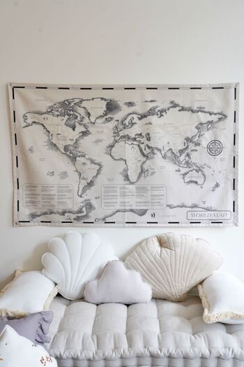 Carte du monde en coton pour enfants "Réalisations civilisationnelles" 1