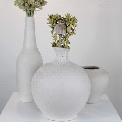 White round belly ceramic vase