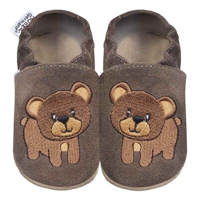 Zapatos infantiles oso marrón oscuro.
