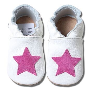 Chaussures enfants blanches avec étoile rose 2