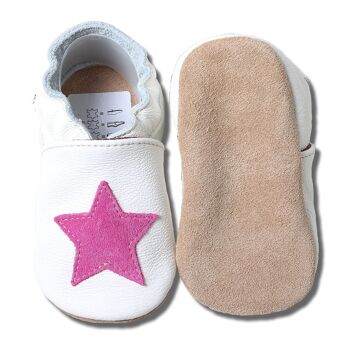 Chaussures enfants blanches avec étoile rose 3