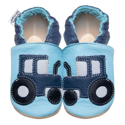 Zapatos infantiles tractor azul.