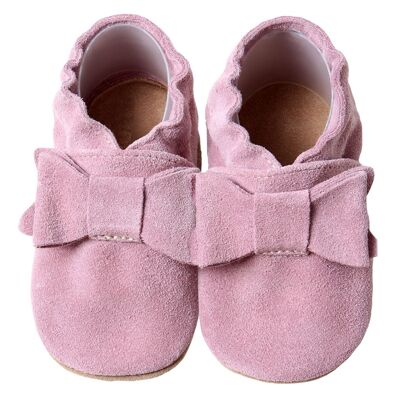 Scarpe per bambini con fiocco rosa antico