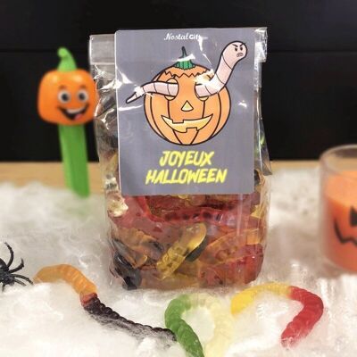 Bag of Halloween candy - 40 gummy earthworms (290g)