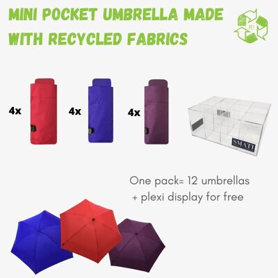 *PROMOCIÓN* Mini Paraguas Manual de Bolsillo 3 Colores / Display Gratis