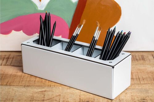 Multipot à crayons - organisateur bureau - 4 compartiments de stockage - 9 coloris - Fabriqué en France