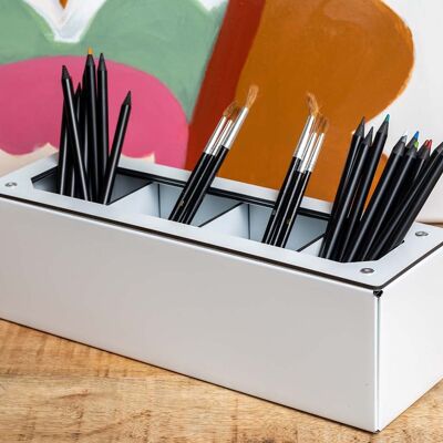 Multi-pencil holder - desk organizer - 4 storage compartments - 9 colors - Made in France