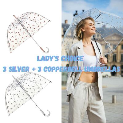Regenschirm mit Punkten aus Kupfer und Silber