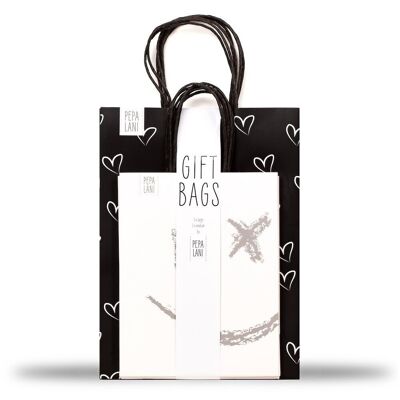 Pepa Lani giftbag set / 6 - Big smiley white & Small hearts black