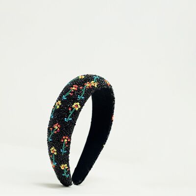 Black headband with bead embellishments