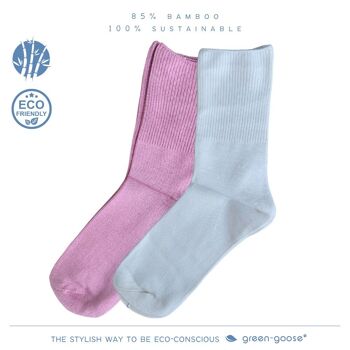 chaussettes en bambou vert-oie | 2 paires | Rose | 36-41 2