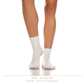 green-goose Chaussettes Femme Bambou Ours | 2 paires | Blanc 3