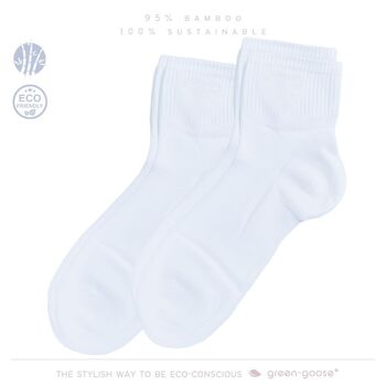 green-goose Chaussettes Femme Bambou Ours | 2 paires | Blanc 4