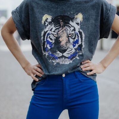 T-shirt con stampa tigre Naïa