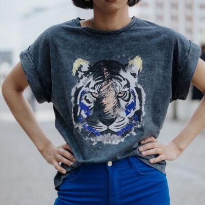 T-shirt con stampa tigre Naïa