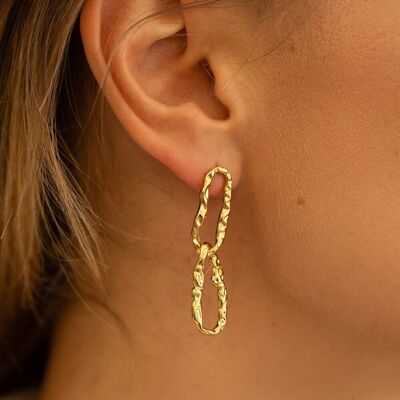 Garina dangling earrings - 2 hammered rings