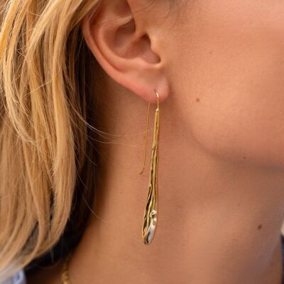 Damoni earrings - long hook and hammered post