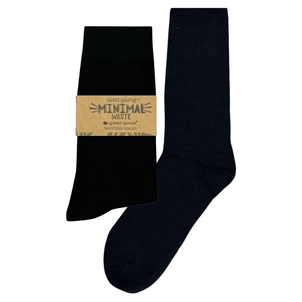 Calzini da uomo in bambù verde-oca | 2 paia | Nero | 39-44