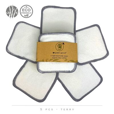 green-goose Almohadillas de algodón de 3 capas de algodón orgánico de bambú reutilizables XL | 5 Piezas | Medio