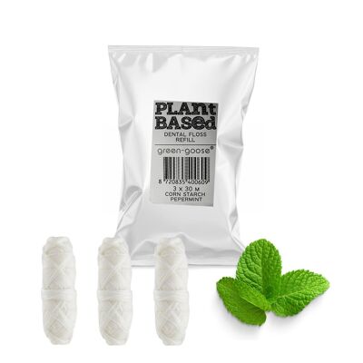 Recambio de hilo dental de base biológica green-goose | 3 Piezas | menta