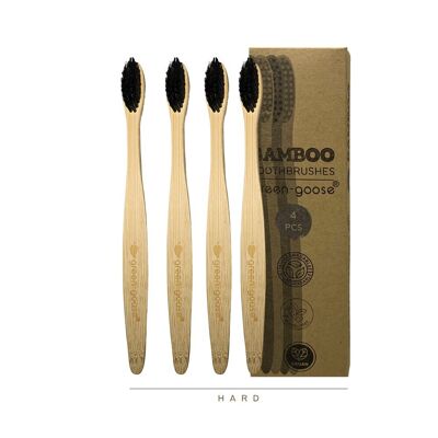 cepillos de dientes de bambú green-goose | 4 Piezas | Duro