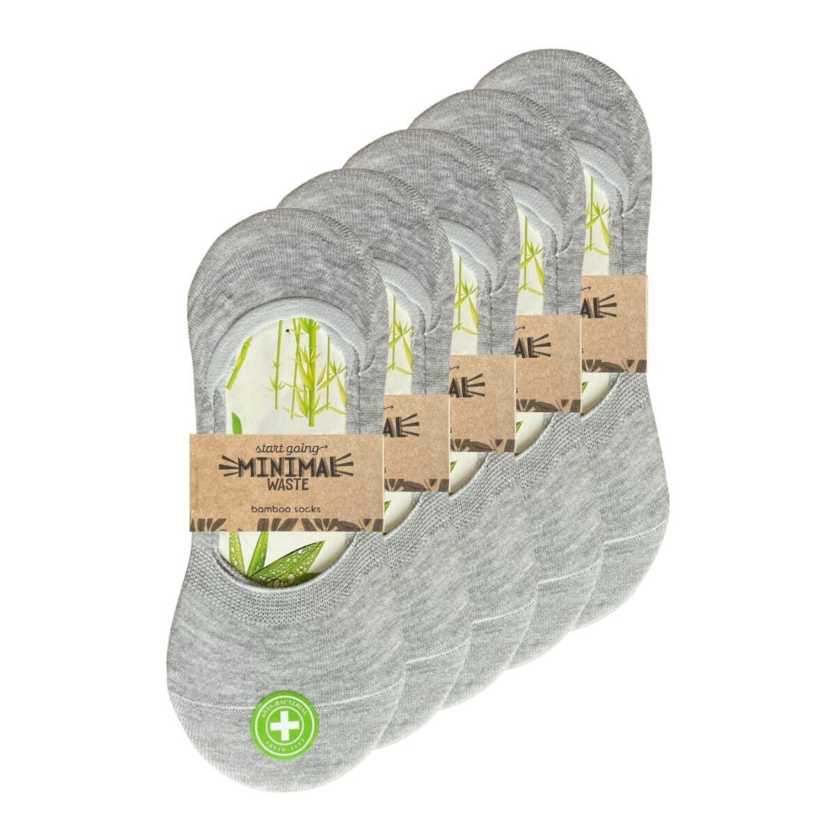 green-goose Bamboo Damen-Füßlinge | 5 Paar| Grau | Größe 35-39