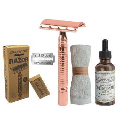 Set da barba green-goose con olio da barba | Oro rosa