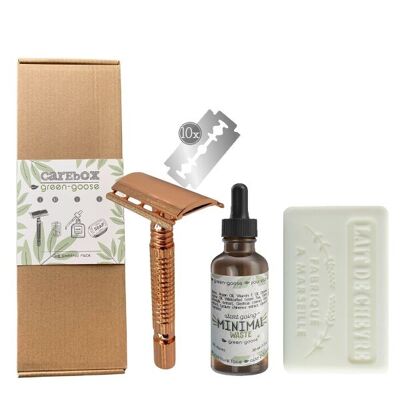 Carebox d'oie verte | Le pack de rasage | Or rose