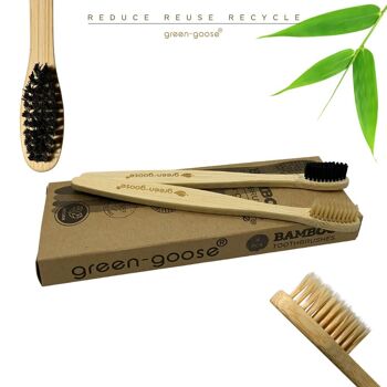 brosses à dents en bambou green-goose | 4 pièces | Dur et moyen 5